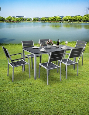 Gartenset «Cancun», 7-teilig, weiss/ grau