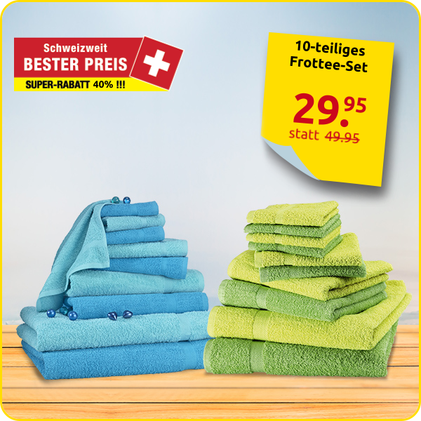 10-teiliges Frottee-Set, superflauschig, anis/grün