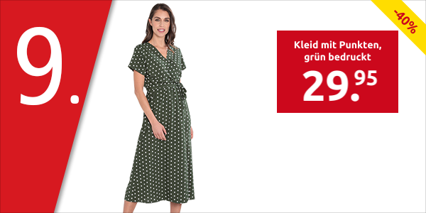Kleid mit Punkten, grün bedruckt