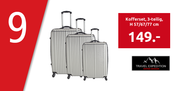 TRAVEL EXPEDITION Kofferset «Locarno», 3-teilig, H 57/67/77 cm, light, grau