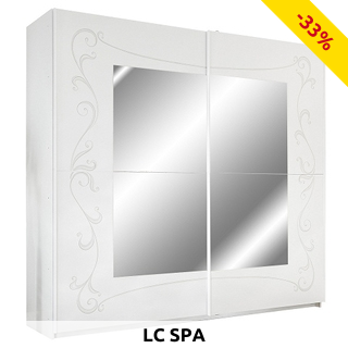 LC SPA Kleiderschrank «Roma», mit Spiegel, B 220 x H 210 x T 64 cm, weiss