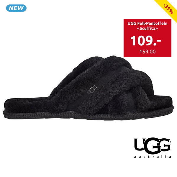 UGG Fell-Pantoffeln «Scuffita», schwarz