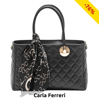 Handtasche aus Kalbsleder, mit Foulard, schwarz