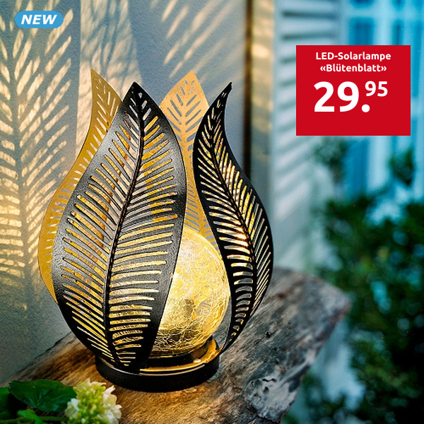 LED-Solarlampe «Blütenblatt», Ø18,5xH18 cm
