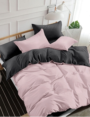 Duvetbezug «Mikro» 160 x 210 cm + Pfulmenbezug 65 x 100 cm, rosa/anthrazit