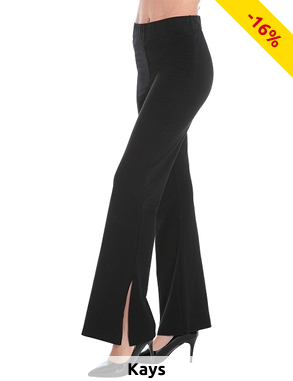 Hose, ausgestellt, mit Schlitz, schwarz