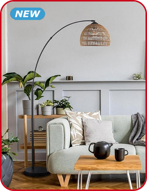 Stehlampe «Arc», beige/schwarz