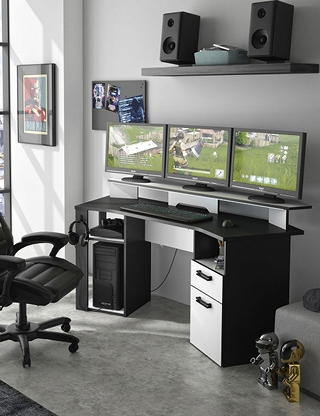 Schreibtisch «Stream», mit LED, grau/schwarz