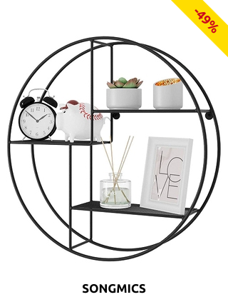 SONGMICS Deko-Wandregal «Indus», Ø 55 cm