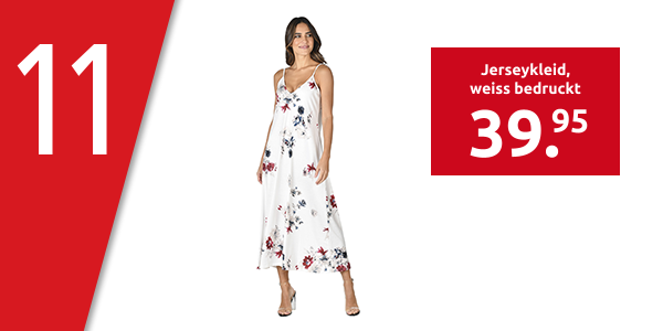 Jerseykleid, weiss bedruckt