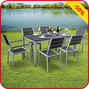 Gartenset «Cancun», 7-teilig, weiss/ grau