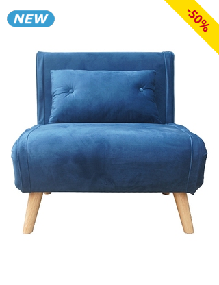 Schlaf-Sessel «Niko», L 76 x B 82 x H 84 cm, Samtbezug, blau