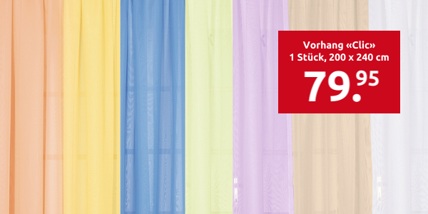 Vorhang «Clic» 1 Stück, 200 x 240 cm, türkis