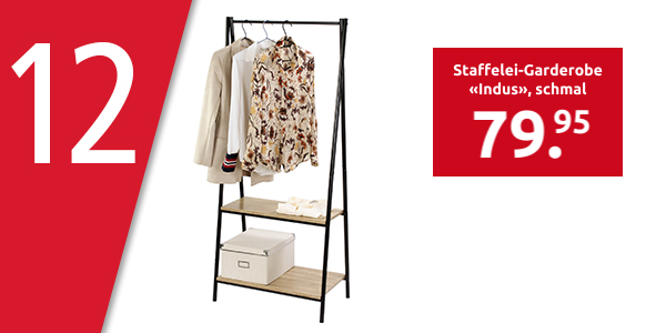 Staffelei-Garderobe «Indus», schmal, B 64,5 x H 151 x T 40 cm