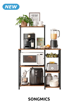 SONGMICS Küchenregal «Rustic», B 90 x H 132 x T 40, braun/schwarz