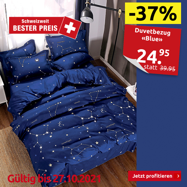 Duvetbezug «Blue» 160 x 210 cm + Pfulmenbezug 65 x 100 cm