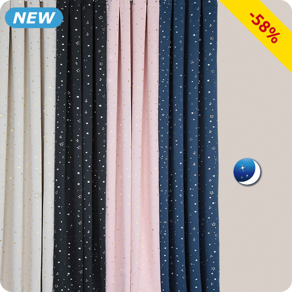 Lichtundurchlässiger Vorhang «Stars», 240 x 140 cm, marine