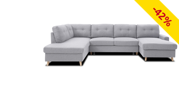 Eck-/Schlafsofa «Enrik», hellgrau