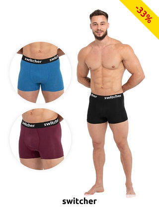 switcher Boxer, 3er-Pack, blau + schwarz + rot