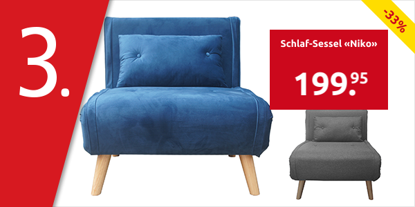 Schlaf-Sessel «Niko», L 76 x B 82 x H 84 cm, Samtbezug, blau