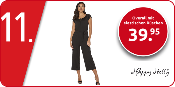 Overall mit elastischen Rüschen, schwarz