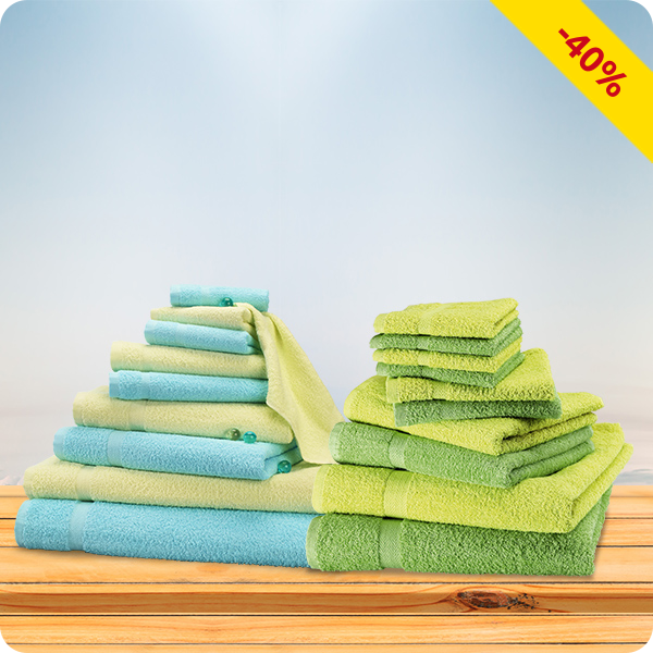 10-teiliges Frottee-Set, superflauschig, anis/grün