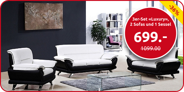 3er-Set «Luxury», 2 Sofas und 1 Sessel