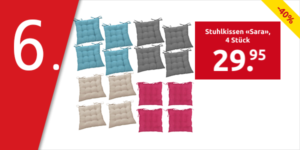 Stuhlkissen «Sara», 4 Stück, grau