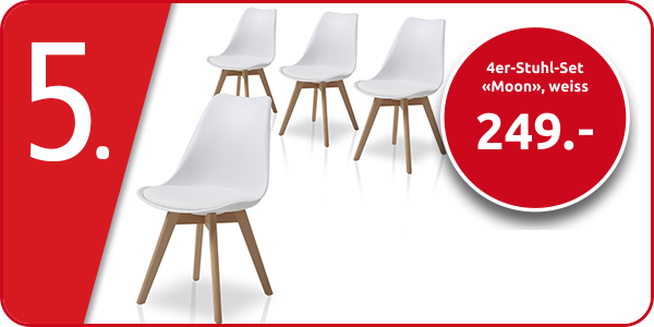 4er-Stuhl-Set «Moon», weiss