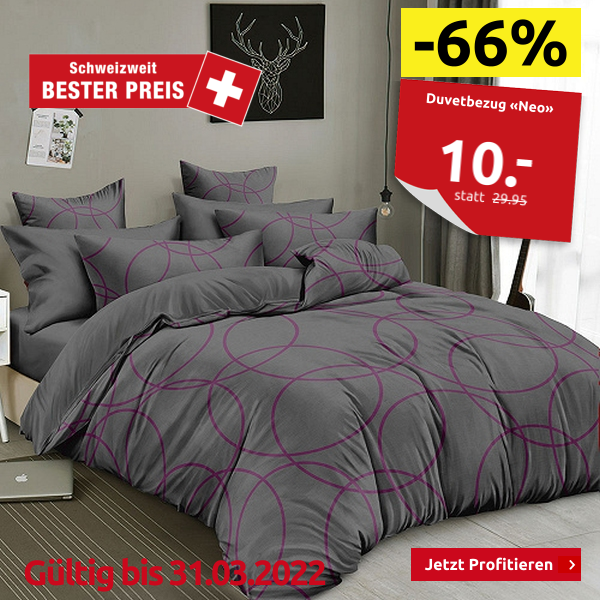 Duvetbezug «Neo» 160 x 210 cm + Pfulmenbezug 65 x 100 cm, violett