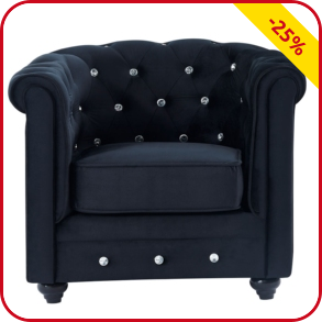 Sessel «Chesterfield», schwarz mit Strass