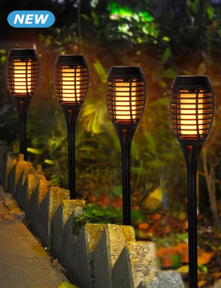 Solarlampen «Flambo», 4 Stück, mit abnehmbarem Erdspiess