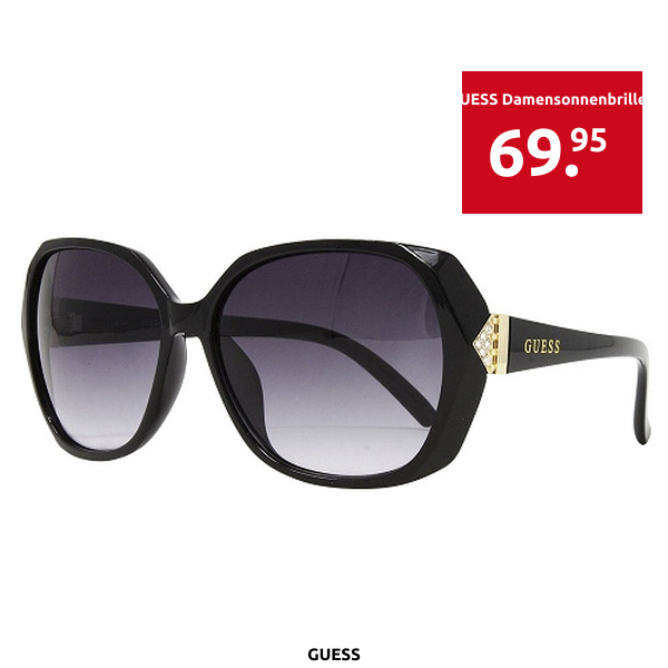 GUESS Damensonnenbrillen, goldfarbenes Dekor, schwarz
