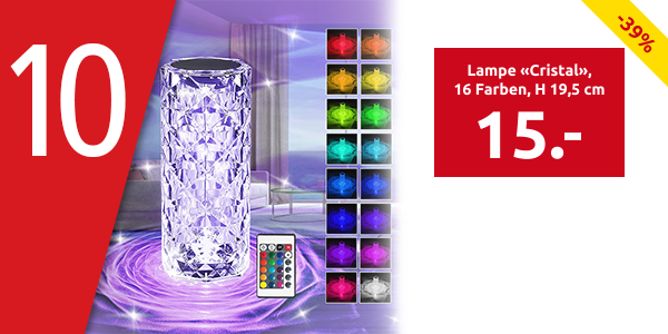 Lampe «Cristal», 16 Farben, H 19,5 cm