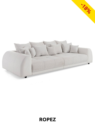 ROPEZ Sofa «Nessy», L 310 x H 80 x T 140 cm, weiss/grau