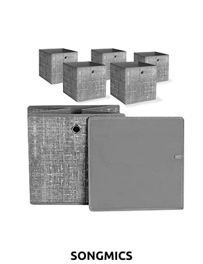 SONGMICS Set, 6 Aufbewahrungsboxen, 30 x 30 x 30 cm, grau meliert