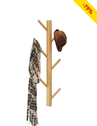 Wandgarderobe «Wood», Ø 3,3 x H 60 cm, hellbraun