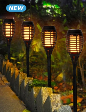 Solarlampen «Flambo», 4 Stück, mit abnehmbarem Erdspiess