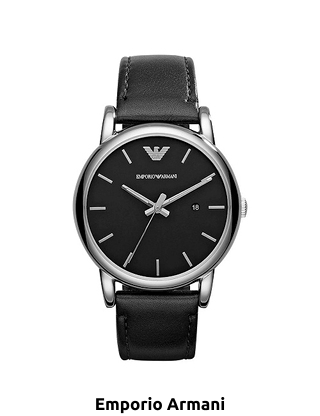 EMPORIO ARMANI Herrenuhr, mit Datumsanzeige und Leuchtzeiger, schwarz