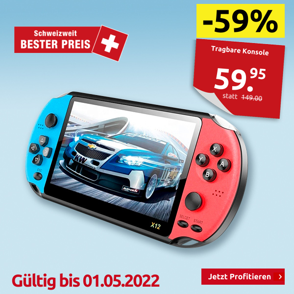 Tragbare Konsole, 3'000 Spiele der 90er und 2000er Jahre in Farbe