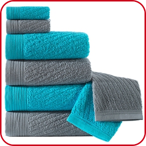 Frottee-Set, 8-teilig, grau/türkis