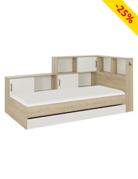 Funktionsbett «Mael», 90 x 200 cm,  Dekor eiche/weiss