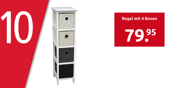 Regal mit 4 Boxen,  B 22 x H 80 x T 26 cm, beige/sand/anthrazit/schwarz