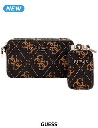 GUESS Mini-Umhängetasche «Julie», braun, mit Pochette
