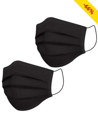 Mund-Nasen-Schutz aus Stoff, 2er-Set, schwarz