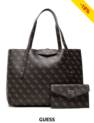 GUESS Handtasche «Eco Brenton Tote» mit Logo, braun