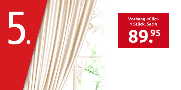 Vorhang «Clic» 1 Stück, Satin, 140 x 245 cm, elfenbein