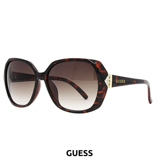 GUESS Damensonnenbrille mit goldfarbenem Dekor, braun