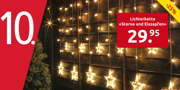 Lichterkette «Sterne und Eiszapfen», 2,4 m, 138 LED warmweiss