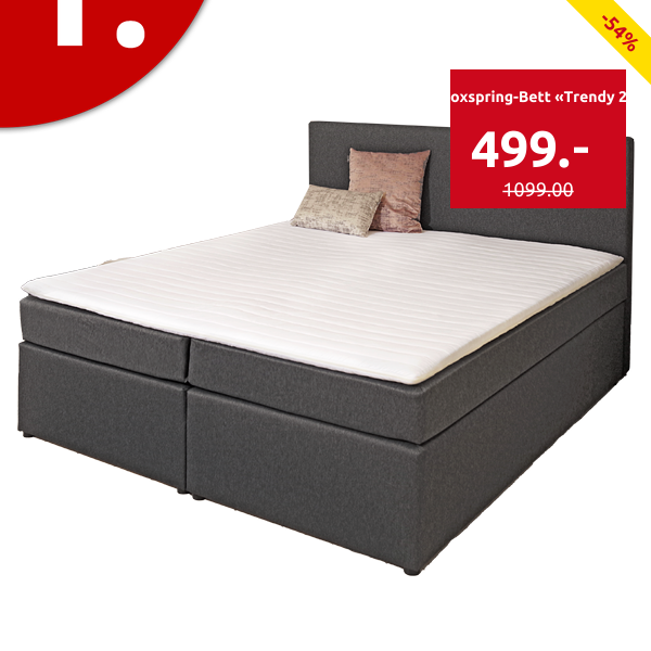 Boxspring-Bett «Trendy 2», feste Matratze, 160 x 200 cm, schwarz